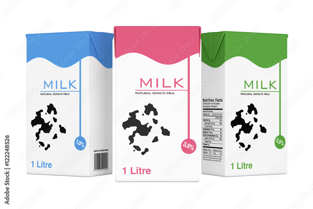 Poster milk carton boxes. 3d rendering