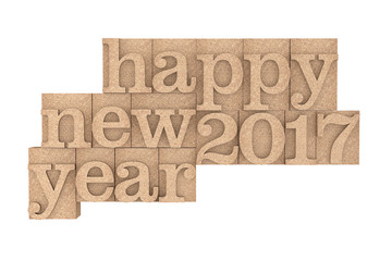 Vintage wood type Printing Blocks with Happy New 2017 Year Sloga