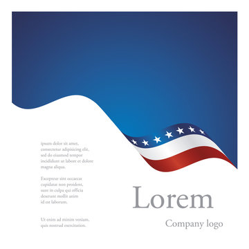New brochure abstract design modular single pattern of wavy flag ribbon of USA