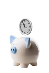 piggy bank and clock