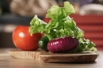 raw vegetables on kitchen table
