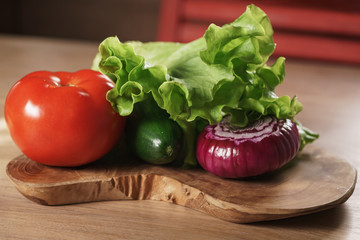 raw vegetables on kitchen table