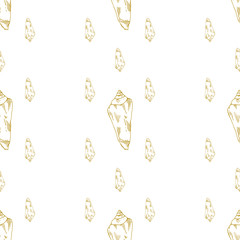 Golden sketch seashell decor seamless pattern. Vector illustration for your design
