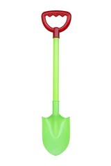 shovel with a handle on a white background, plastic shovel toys