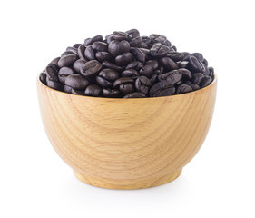 coffee grains in wood bowl