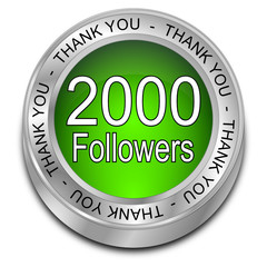 2000 Followers Thank you - 3D illustration