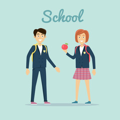 School Concept Vector Illustration In Flat Design.