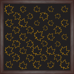 Fototapeta premium Color maple leaf on chalkboard background. Vector illustration for your design
