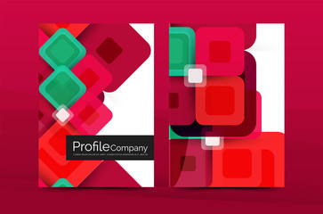 Vector colorful square business annual report cover