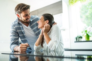 Romantic couple looking at each other
