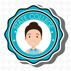 state college student emblem woman vector illustration eps 10