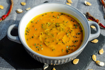 Casserole with pumpkin soup