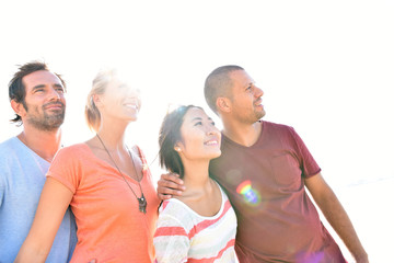 Group of friends having fun in summer