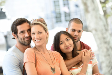 Middle-aged couples on vacation enjoying being together