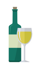 Bottle of Wine and Wineglass