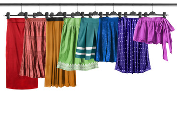 Skirts on clothes racks