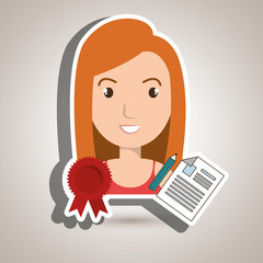 woman student medal ribbon vector illustration eps 10