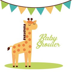 Fototapeta na wymiar animal cute baby shower invitation vector illustration design