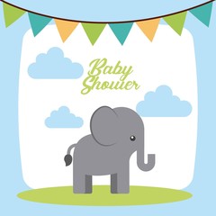 animal cute baby shower invitation vector illustration design