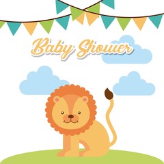 animal cute baby shower invitation vector illustration design