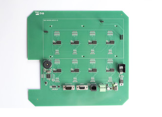 Electronic PCB board on white background