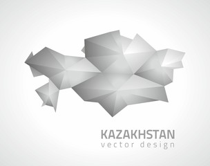 Kazakhstan polygonal grey vector triangle perspective map