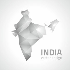 India polygonal grey mosaic triangle vector map