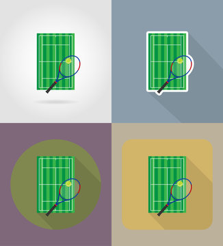 tennis court flat icons vector illustration