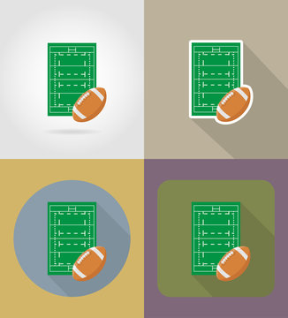 field for rugby flat icons vector illustration