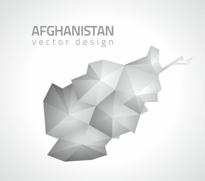 Afghanistan grey vector polygonal triangle modern map