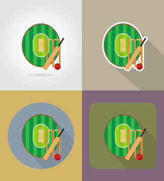 playground for cricket flat icons vector illustration