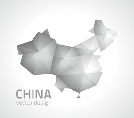 China grey vector polygonal perspective map