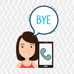 woman smartphone bubble telephone vector illustration eps 10