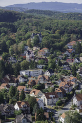 Fototapeta na wymiar wernigerode with the hills in harz skyline