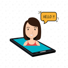 cellphone woman speech speak vector illustration eps 10