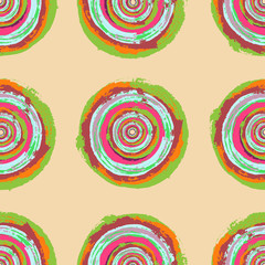 Fototapeta na wymiar Colorful circles seamless pattern on beige background 