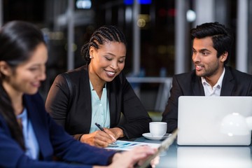 Businessman interacting with a colleague