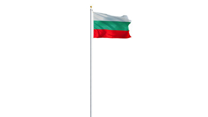 Bulgaria flag waving on white background, long shot, isolated with clipping path mask alpha channel transparency