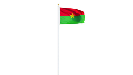 Burkina Faso flag waving on white background, long shot, isolated with clipping path mask alpha channel transparency