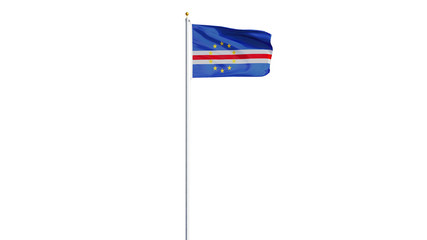 Naklejka premium Cape Verde flag waving on white background, long shot, isolated with clipping path mask alpha channel transparency