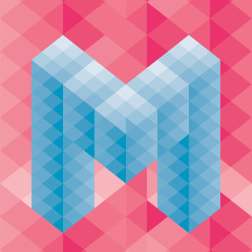 The letter M. Abstract vector background, pattern diamonds, transition from light to dark, best texture for you business