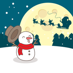 happy snowman with christmas