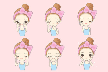 cartoon skin care woman