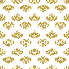 Golden vintage damask decor seamless pattern. Vector illustration for your design