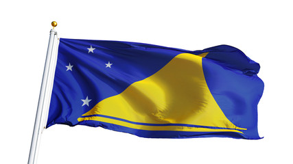 Tokelau flag waving on white background, close up, isolated with clipping path mask alpha channel transparency