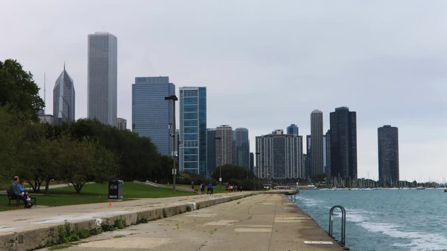 4K UltraHD Timelapse Chicago Skyline by harbor