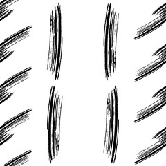 Hand drawn brush ink grunge black and white seamless textures. Vector illustration for your design