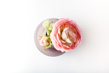handmade glass vase with pink rose
