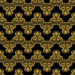 Fototapeta premium Golden vintage damask decor seamless pattern. Vector illustration for your design