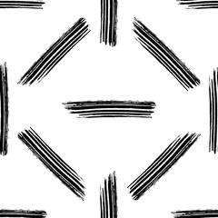 Hand drawn brush ink grunge black and white seamless textures. Vector illustration for your design